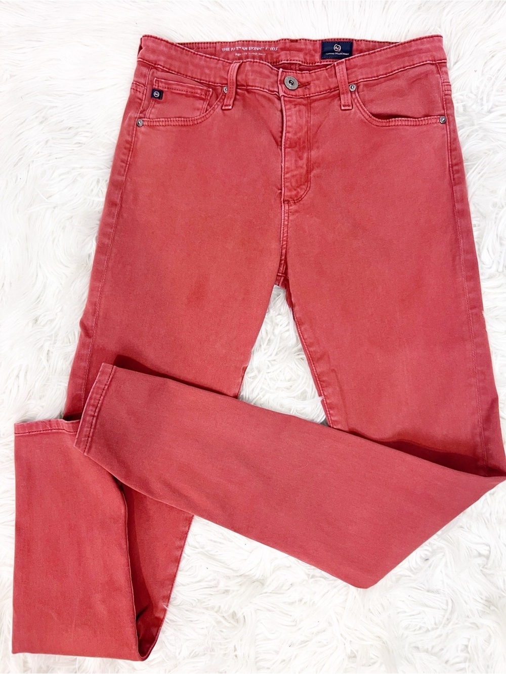 AG ADRIANO GOLDSCHMIED RED FARRAH SKINNY ANKLE PANTS WOMENS SZ 27R